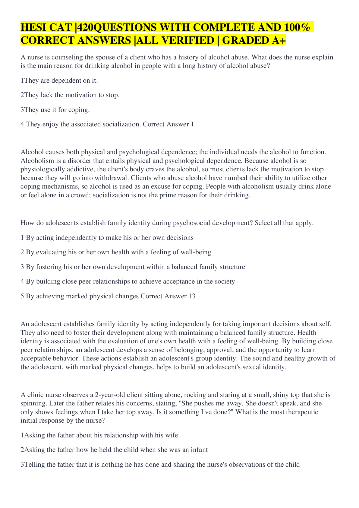 Preview image for Hesi Computerized Adaptive Testing CAT Latest Version 2022